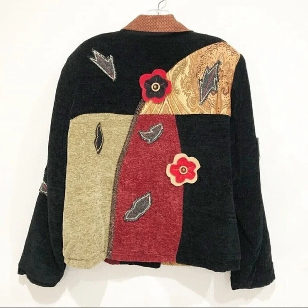 JULIA KIM Velvet‎ Patched Jacket  L - Picture 3 of 8